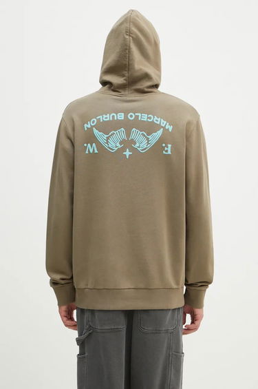 Pulover Marcelo Burlon Hoodie With Print Zelena | CMBB007F24FLE0056E4D, 0