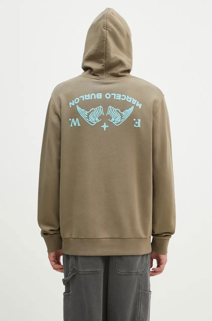 Pulover Marcelo Burlon Hoodie With Print Zelena | CMBB007F24FLE0056E4D
