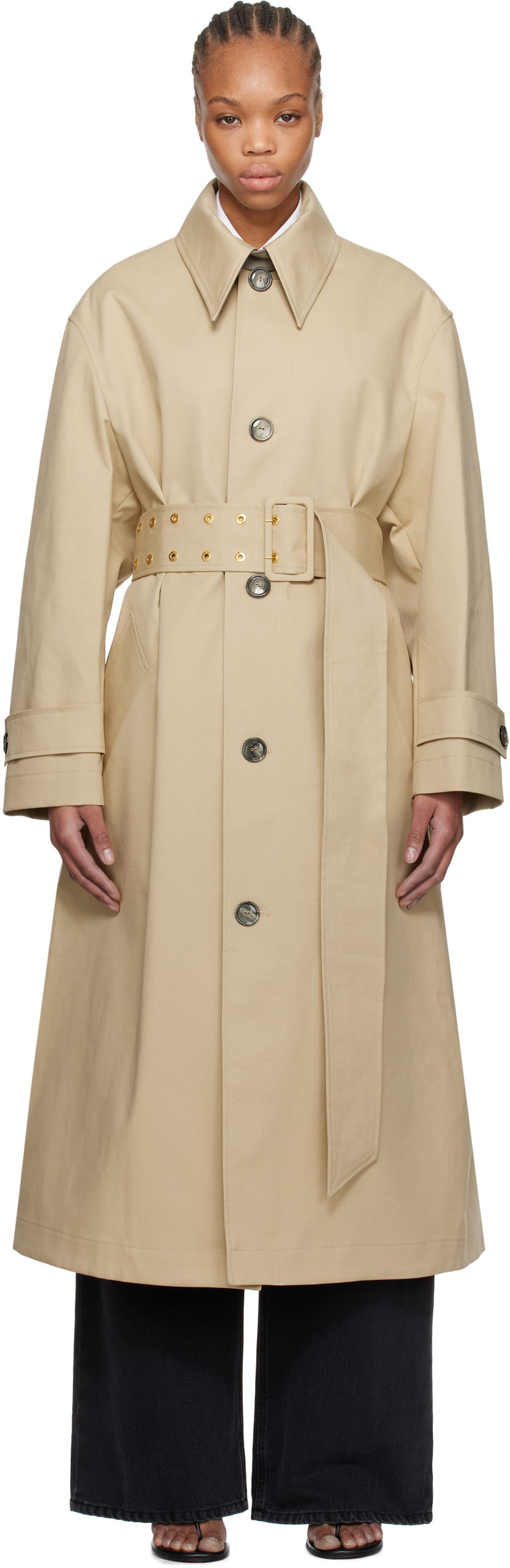 Trenčkot AMI AMI Paris Belted Coat Bež | FJK521.CO0081