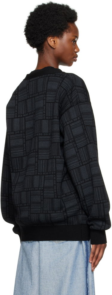 Pleteni pulover VETEMENTS Barcode Pattern Cardigan Črna | VL14KN600B, 2