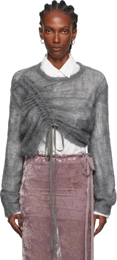 Pleteni pulover Ann Demeulemeester Ann Demeulemeester Zinaida Drawstring Sweater Siva | 2520-W-KN35-KN069-088, 0