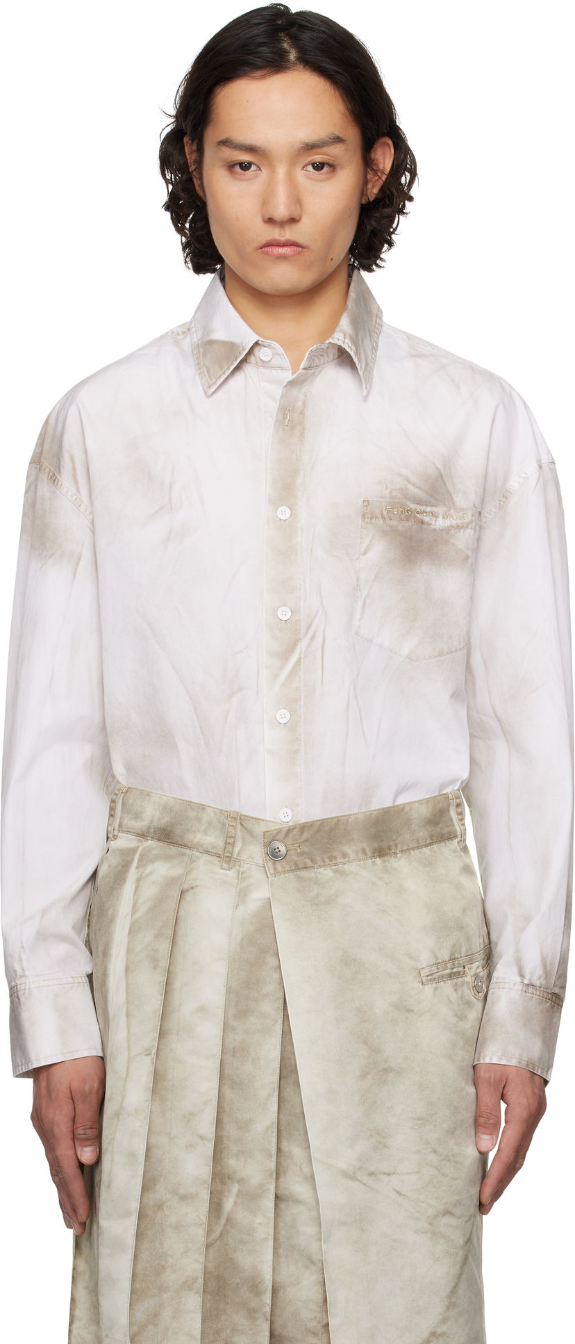 Srajce Feng Chen Wang Feng Chen Wang Sandwashed Shirt Bela | FUS19SR01