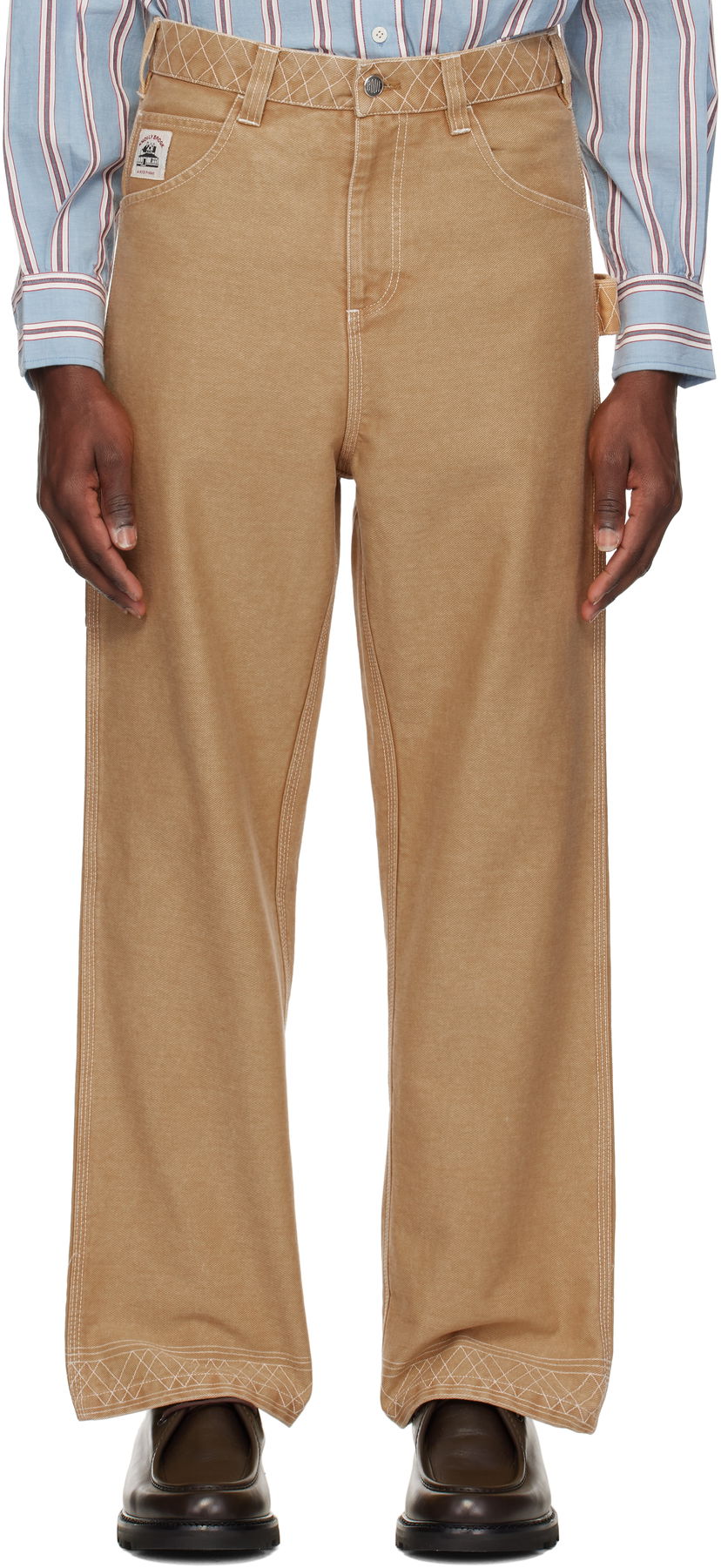 Cargo hlače Bode Bode Embroidered Knolly Brook Trousers Bež | MRS25BT020