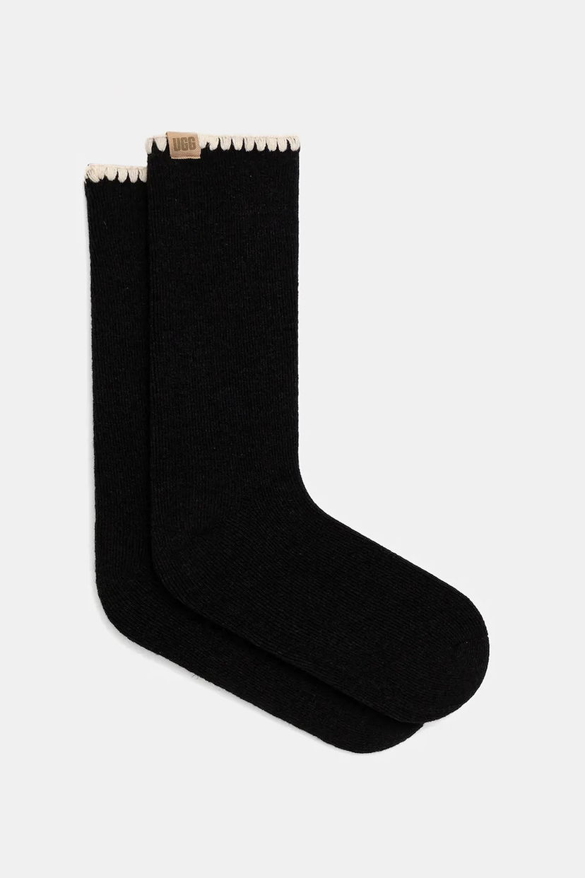 Nogavice UGG MARLENY Wool Blend Scalloped Trim Socks Črna | 1163870
