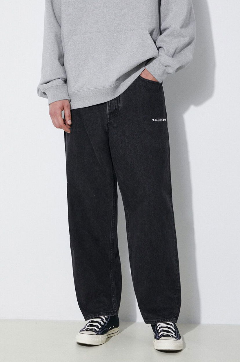 Kavbojke BAPE A Bathing Ape Metal Logo Pin Denim Pants Črna | 1J80150053