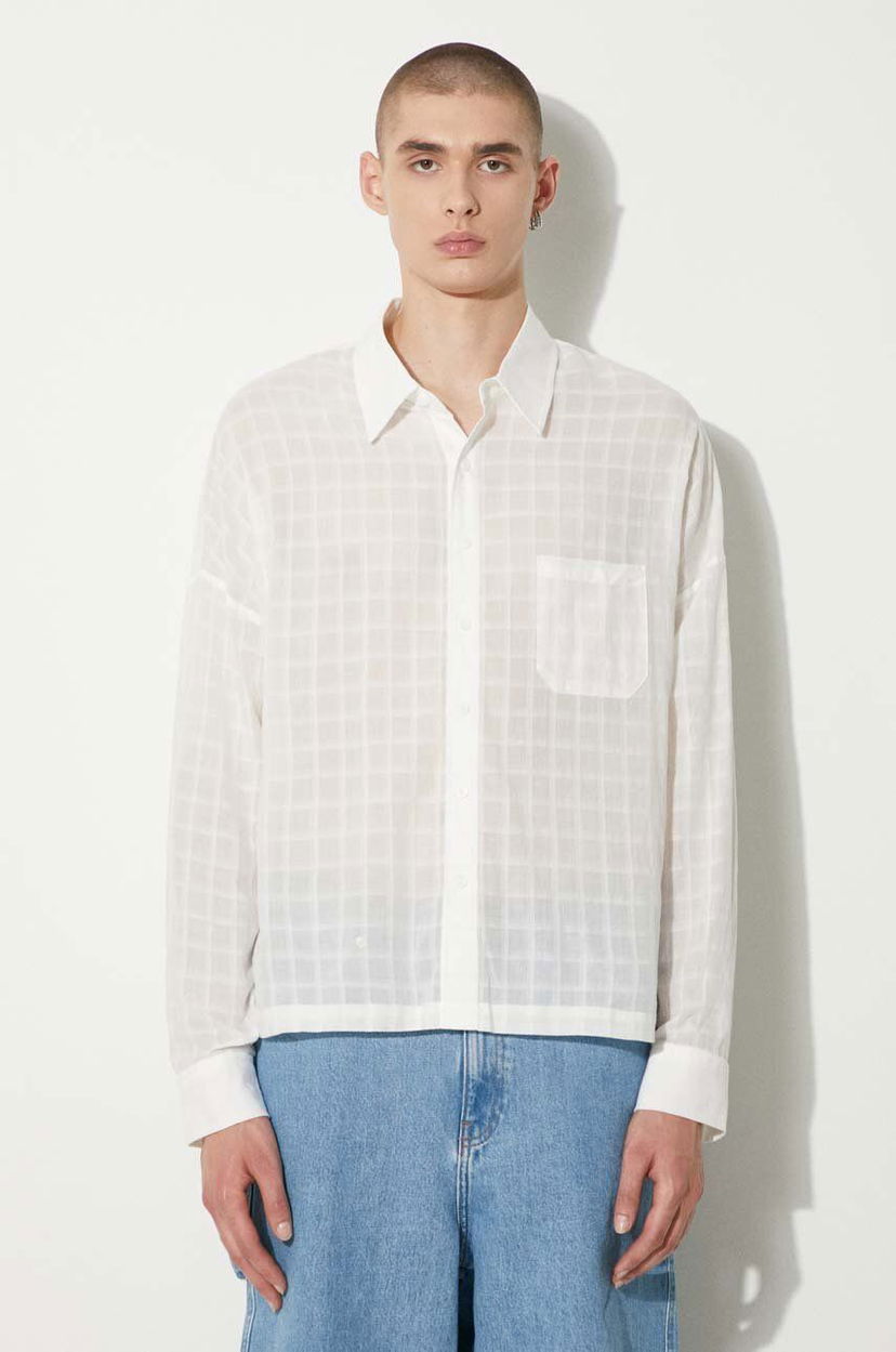 Srajce Stampd STAMPD Cropped Oversized Buttondown Shirt Bela | SLA.M3320BD.WHT