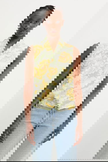 Telovnik KENZO Kenzo Floral Print Wrap Vest Rumena | FF52GI0099O1.01, 0