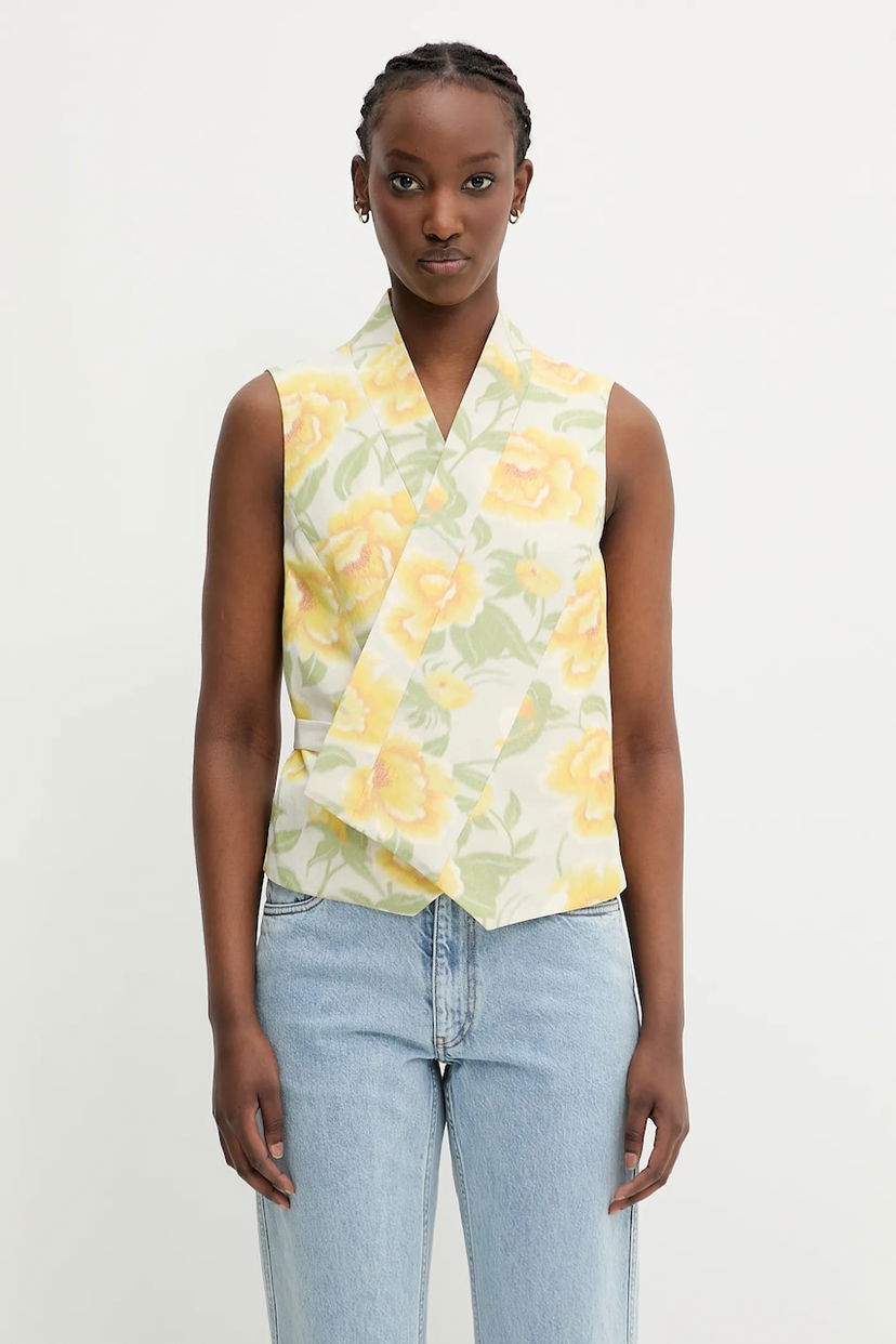 Telovnik KENZO Kenzo Floral Print Wrap Vest Rumena | FF52GI0099O1.01