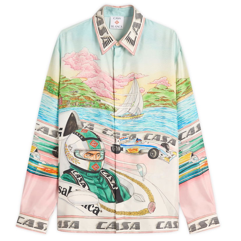 Srajce Casablanca Casablanca Classic Long Sleeve Patterned Silk Shirt, Size Large Večbarvna | MPF25-SH-021-03