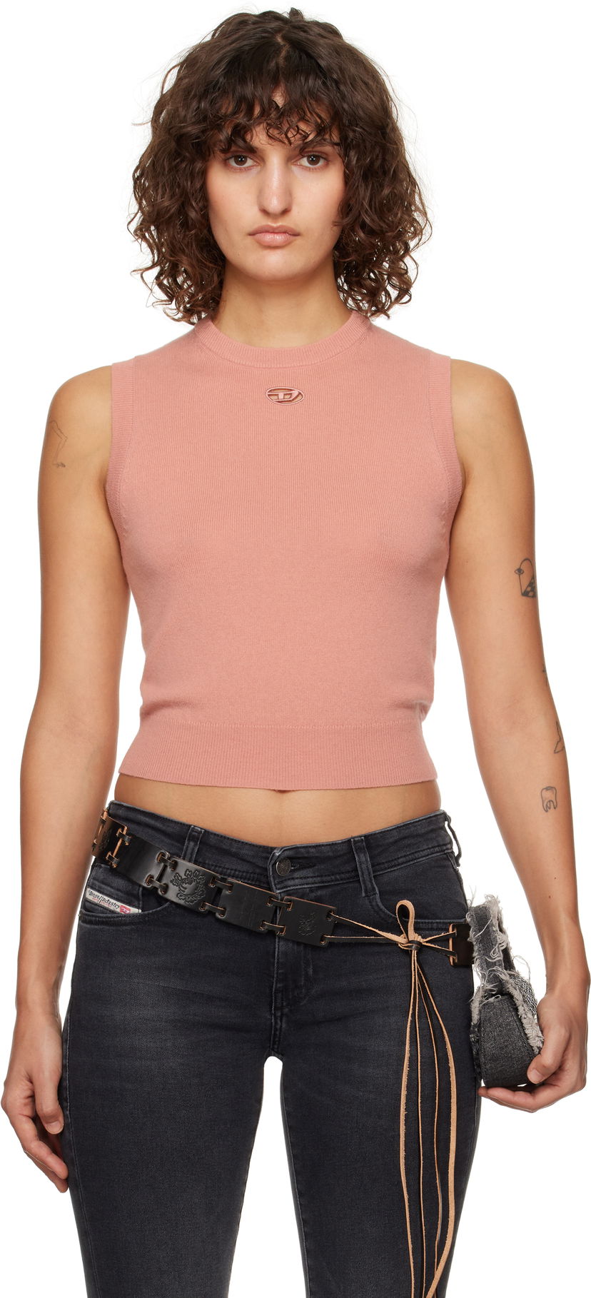 Pleteni pulover Diesel Sleeveless Sweater Roza | A14838 0GEAY