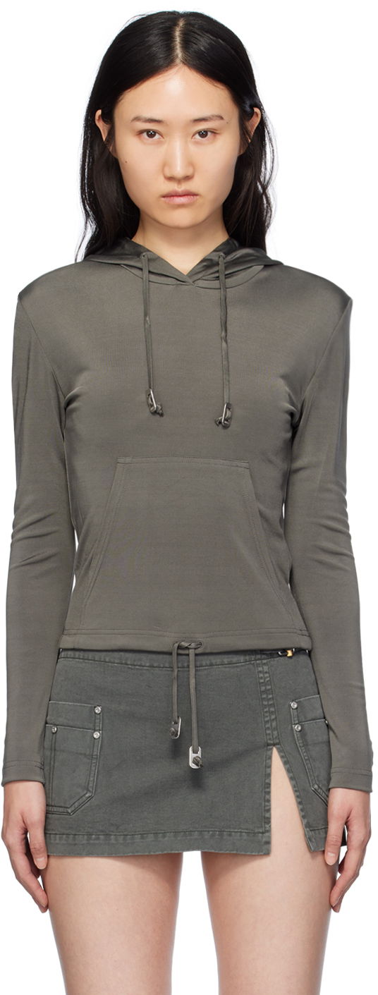 Pulover Dion Lee Lustrous Shrunken Hoodie Siva | C3164PS24, 0