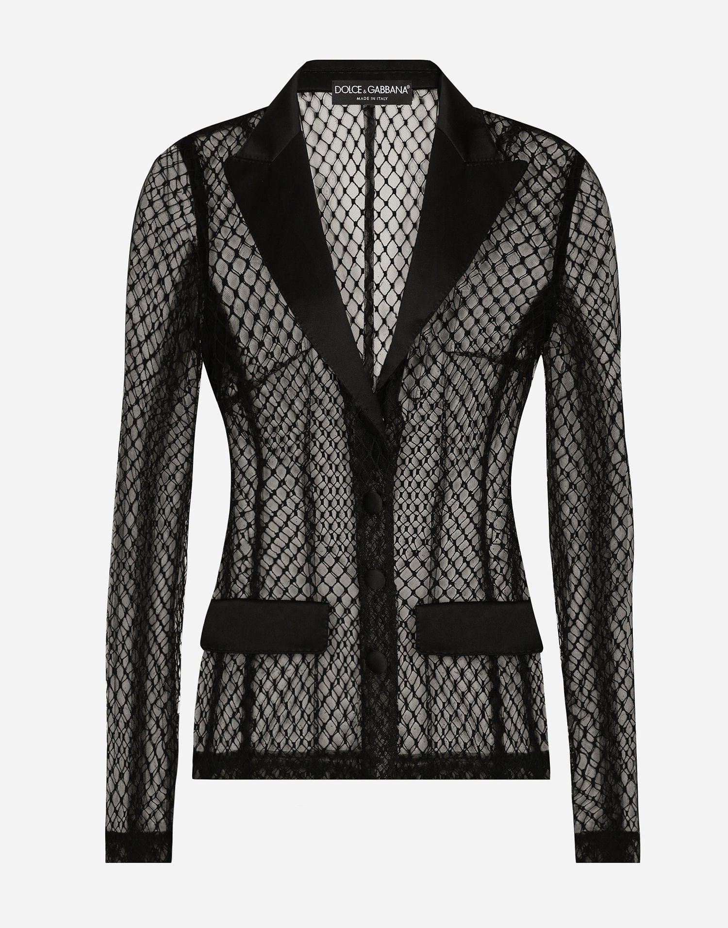 Jakna Dolce & Gabbana Single-breasted Mesh Jacket Črna | F27BUTHLM83N0000, 0