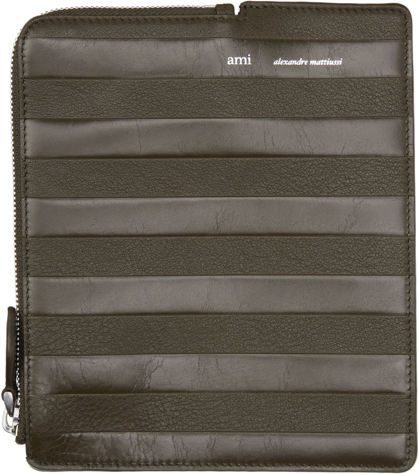 Denarnica AMI AMI Alexandre Mattiussi Leather Midi Wallet Zelena | USL008.AL0090