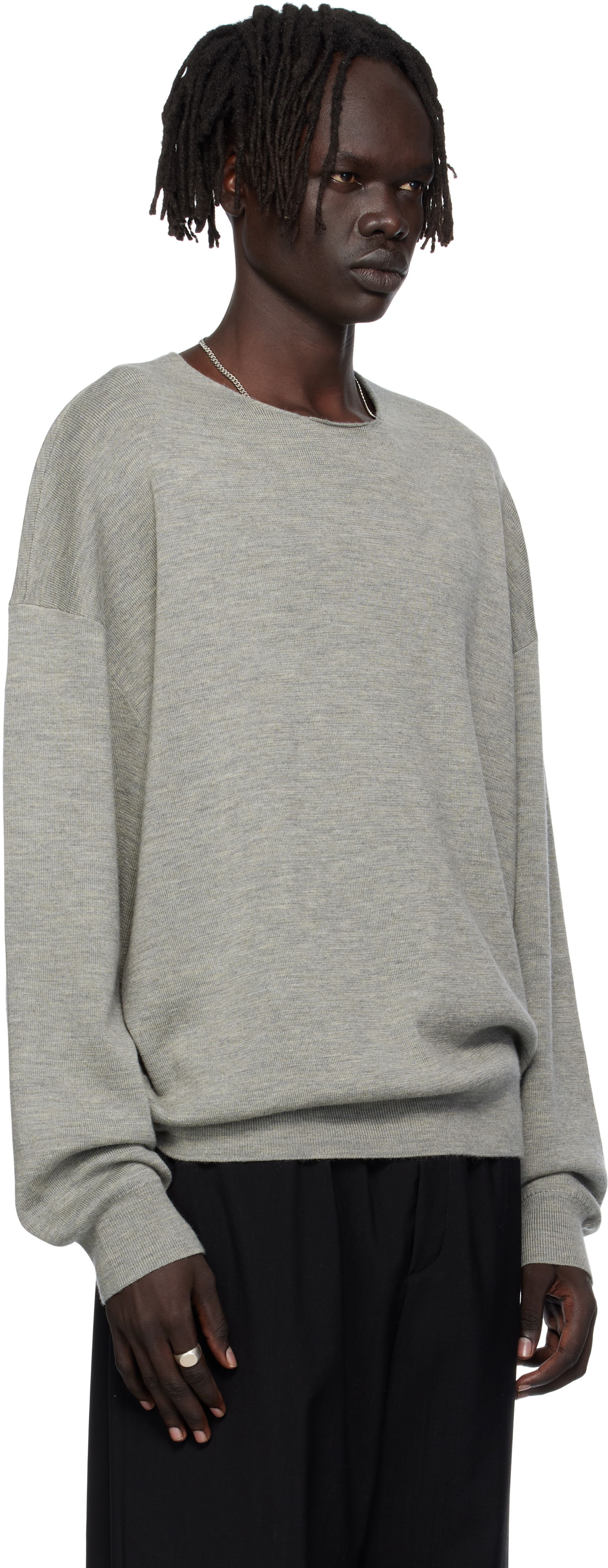 Pleteni pulover Fear of God Fear of God ESSENTIALS Long Sleeve Crewneck Sweater Siva | 192SP256495F, 1