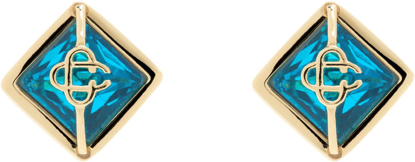 Uhani Casablanca Crystal Monogram Earrings Turkizna | APS25-JW-259-01