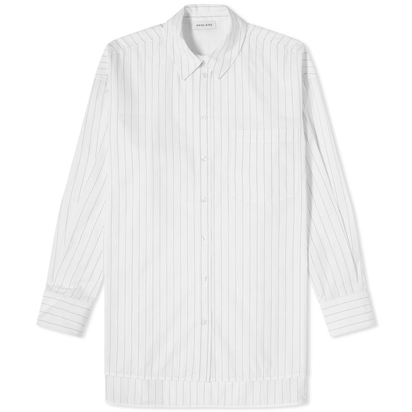 Srajce Anine Bing Chrissy Pinstripe Shirt Bela | A-07-5830-104