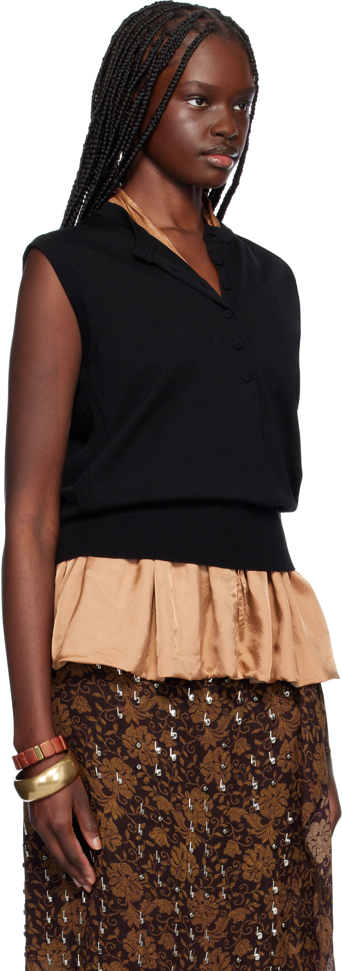 Pleteni pulover Dries Van Noten Dries Van Noten Sleeveless Peplum Sweater Črna | 251-011206-1702, 1