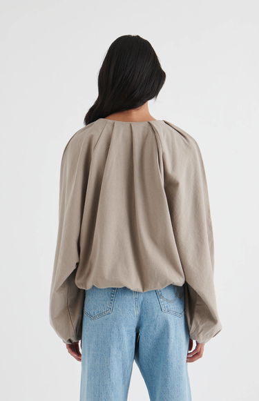 Pleteni pulover AXEL ARIGATO Sade Gathered Pullover Rjava | A2109002, 3