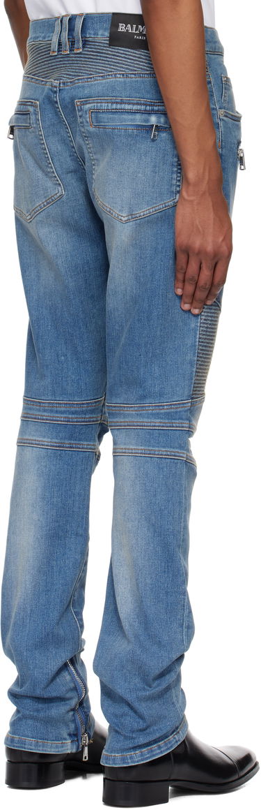 Kavbojke Balmain Balmain Slim-Fit Biker Jeans Modra | EH1MG115DF44, 2