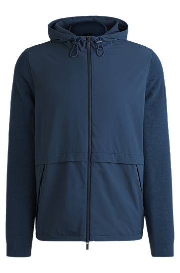 Jakna BOSS Knitted Panel Softshell Jacket Modra | 50531168