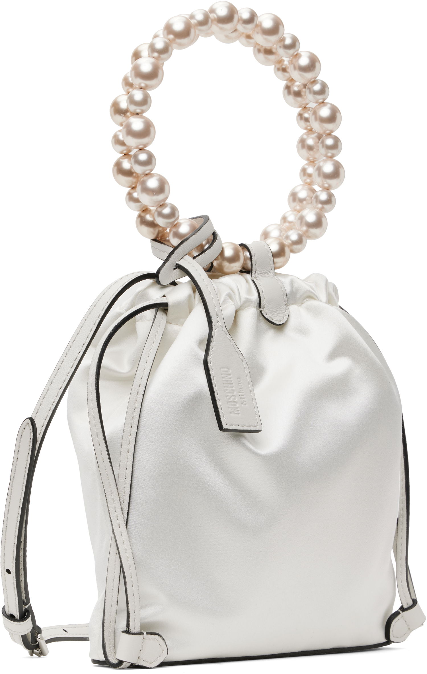 Torbica Moschino Moschino Satin Drawstring Pearl Handle Bag Bela | MC4251PP0MOR110A, 1