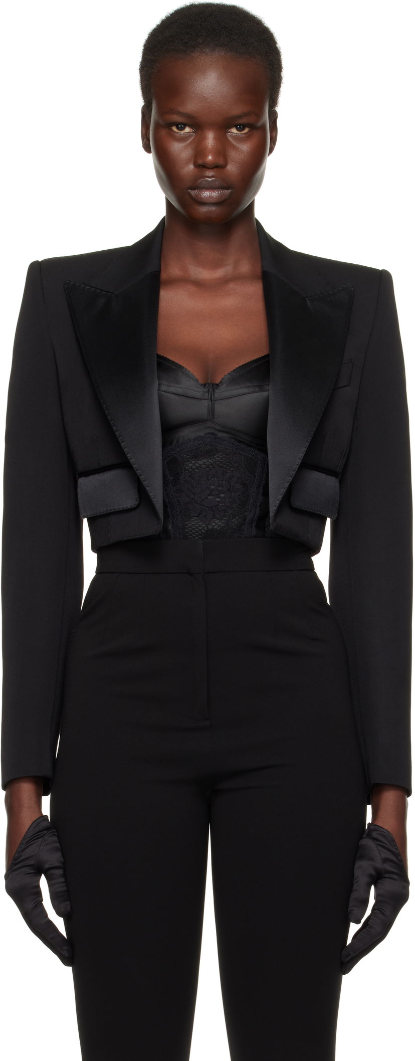 Bomber jakna Dolce & Gabbana Dolce&Gabbana Spencer Tuxedo Wool Blazer Črna | F296YT FU21E