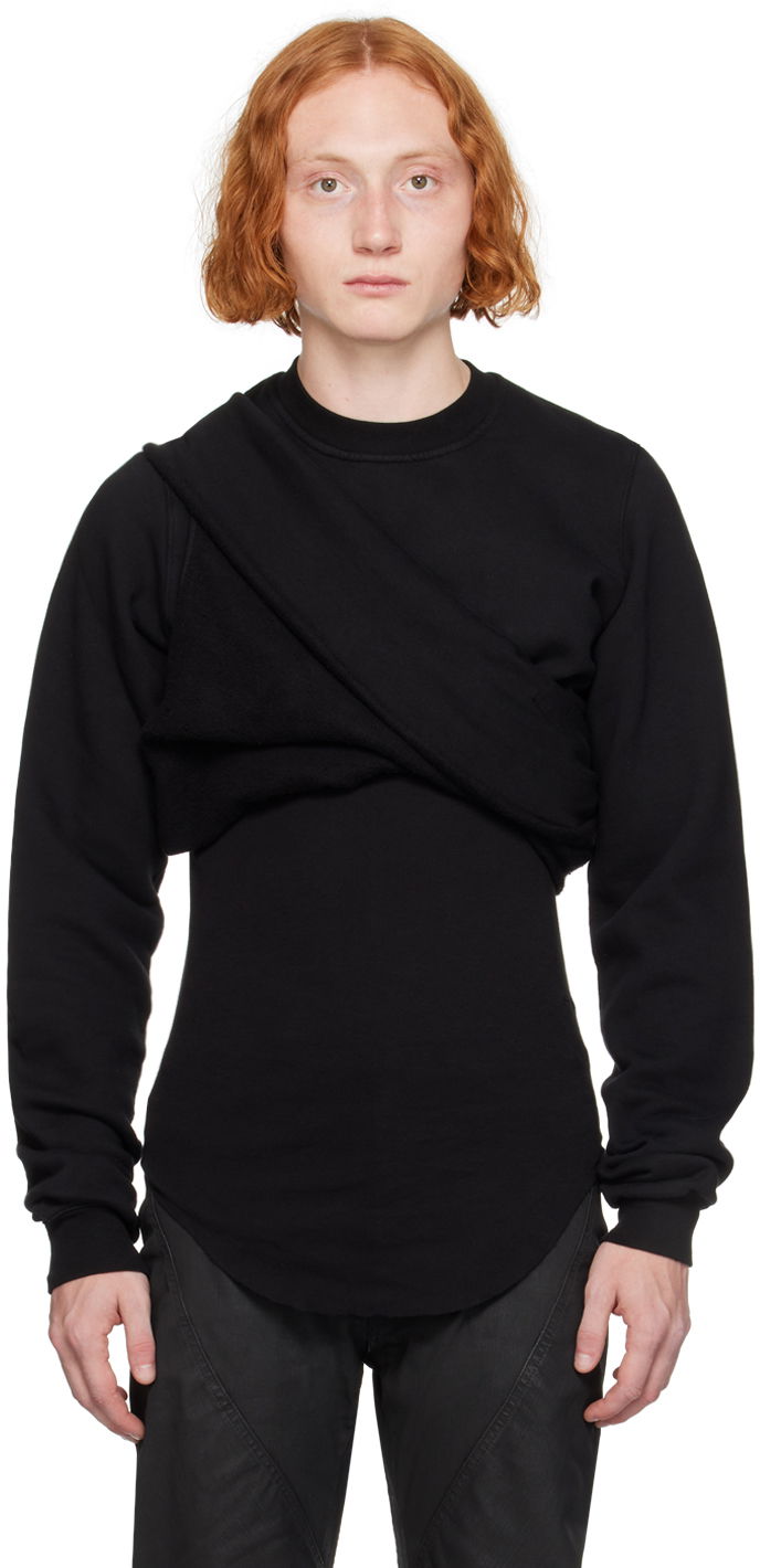Majica Rick Owens DRKSHDW Black Porterville Cutout Sweatshirt Črna | DU02D2268 F