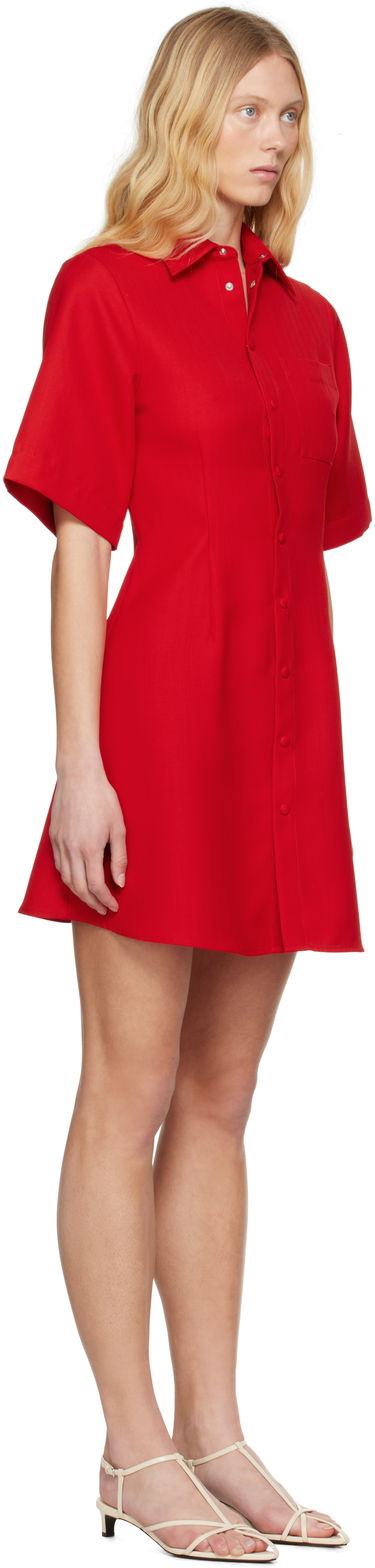 Obleke AMI AMI Paris Wool Short Sleeve Shirt Dress Rumena | FDR162.WV0068, 4