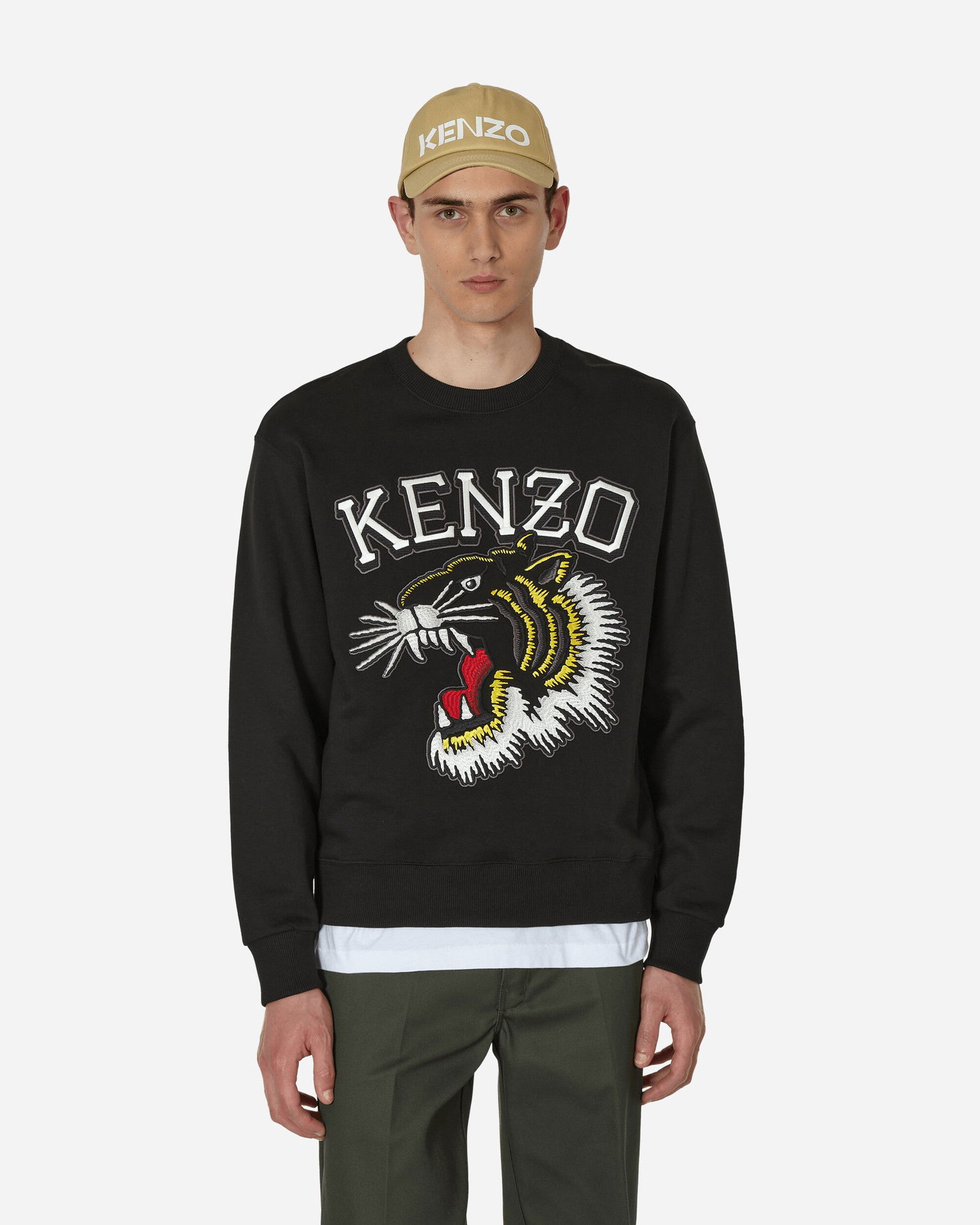 Pleteni pulover KENZO Tiger Varsity Jungle Crewneck Črna | FD65SW0494MF 99J, 0