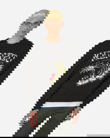 Pleteni pulover KENZO Tiger Varsity Jungle Crewneck Črna | FD65SW0494MF 99J, 0