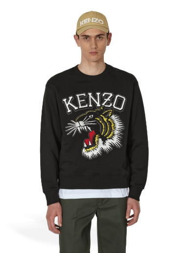 Pleteni pulover KENZO Tiger Varsity Jungle Crewneck Črna | FD65SW0494MF 99J