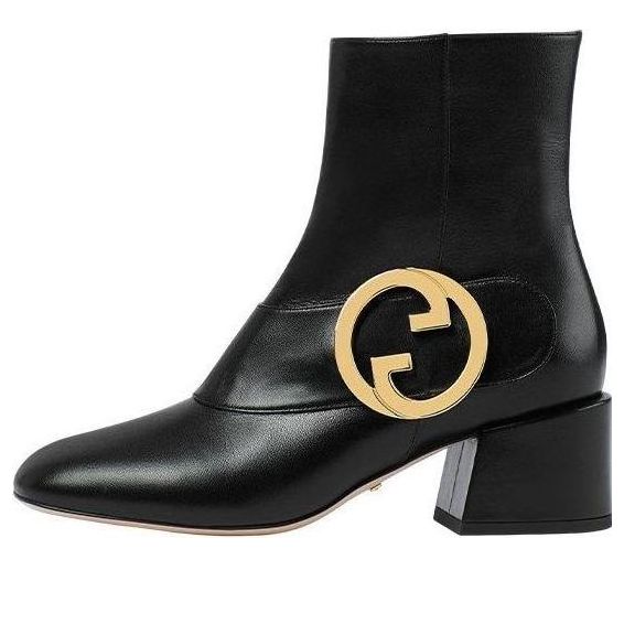 Superge in čevlji Gucci Blondie Leather Ankle Boots Črna | 700016-C9D00-1000