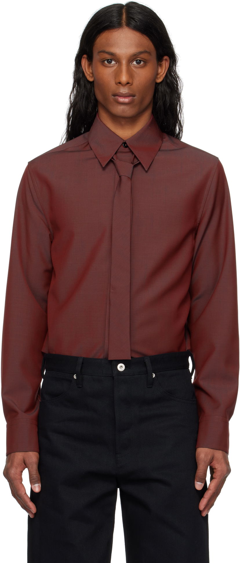 Srajce Jil Sander Jil Sander Tie Shirt Rdeča | J21DL0202_J40220