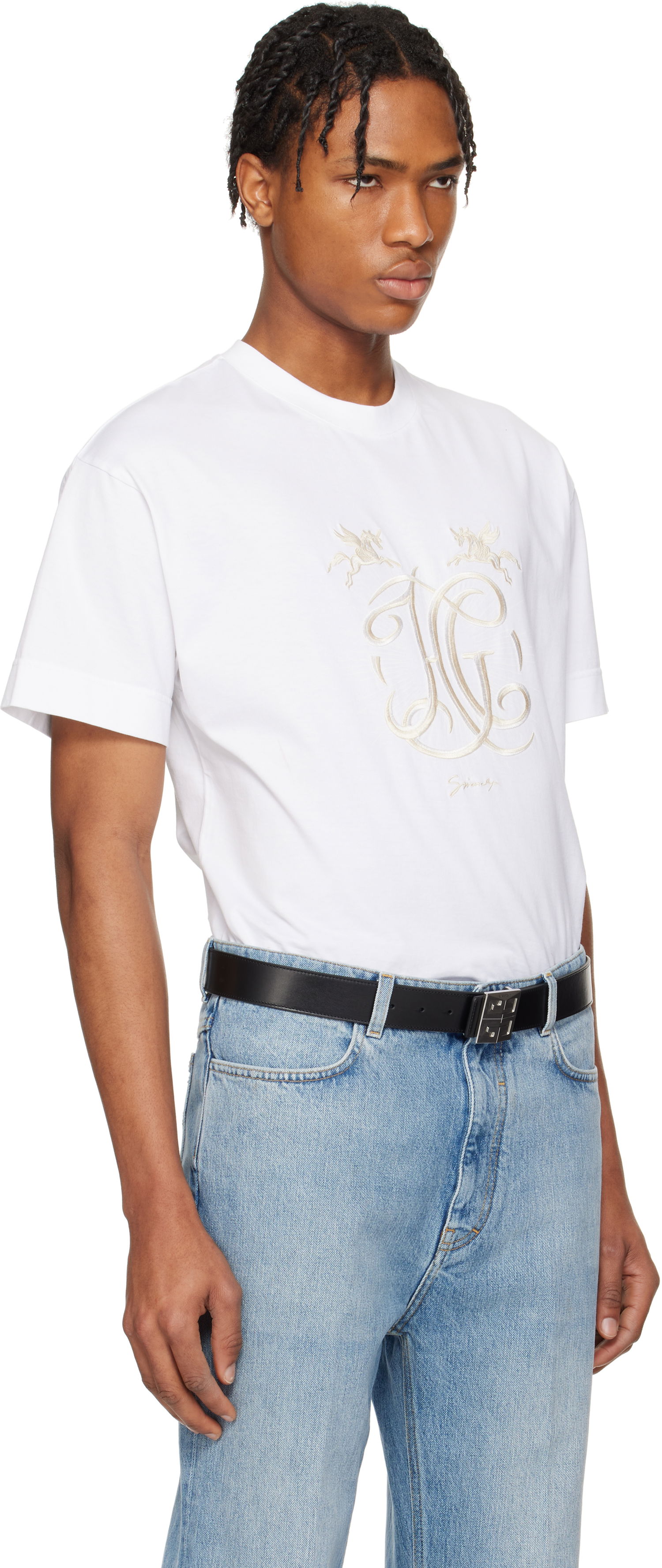 Majica Givenchy Givenchy 'HG' Embroidered T-Shirt Bela | BM71MG3YQA100, 1