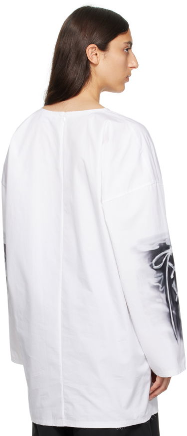 Majica We11done Raw Edge Graphic Long Sleeve T-Shirt Bela | WD-SH3-23-185-U-WH, 2