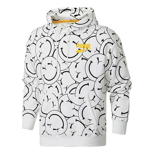 Pulover Puma Club AOP Print Hoodie Bela | 530367-02