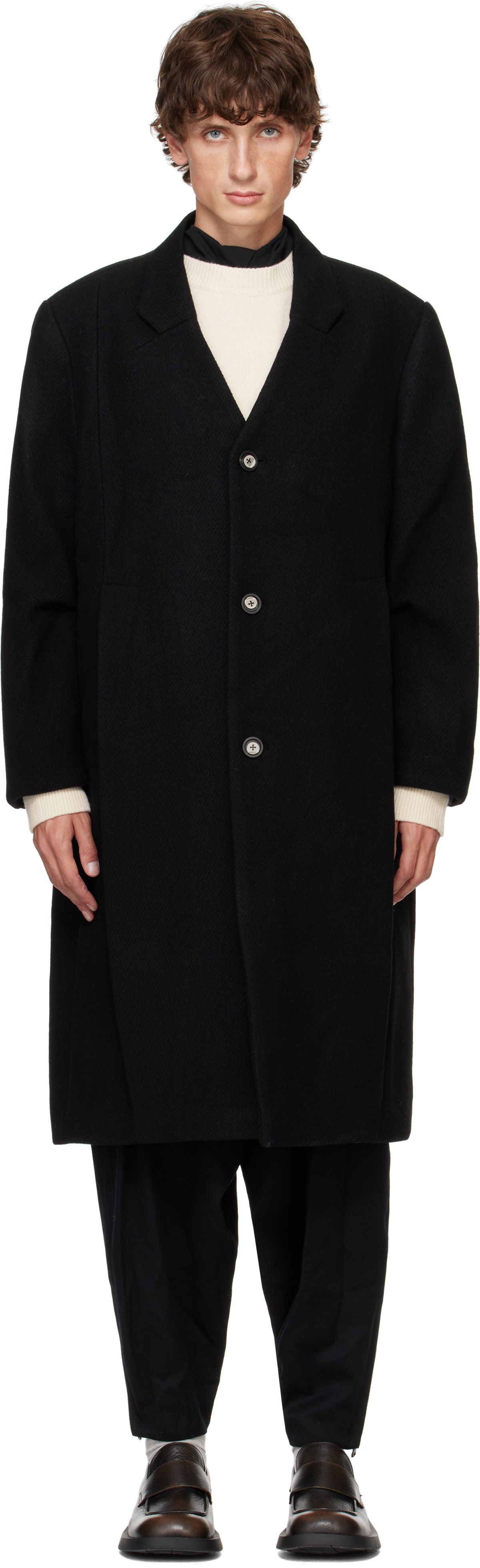 Plašči ADER ERROR Pleated Long Coat Črna | BN01FWCT0101BK, 0