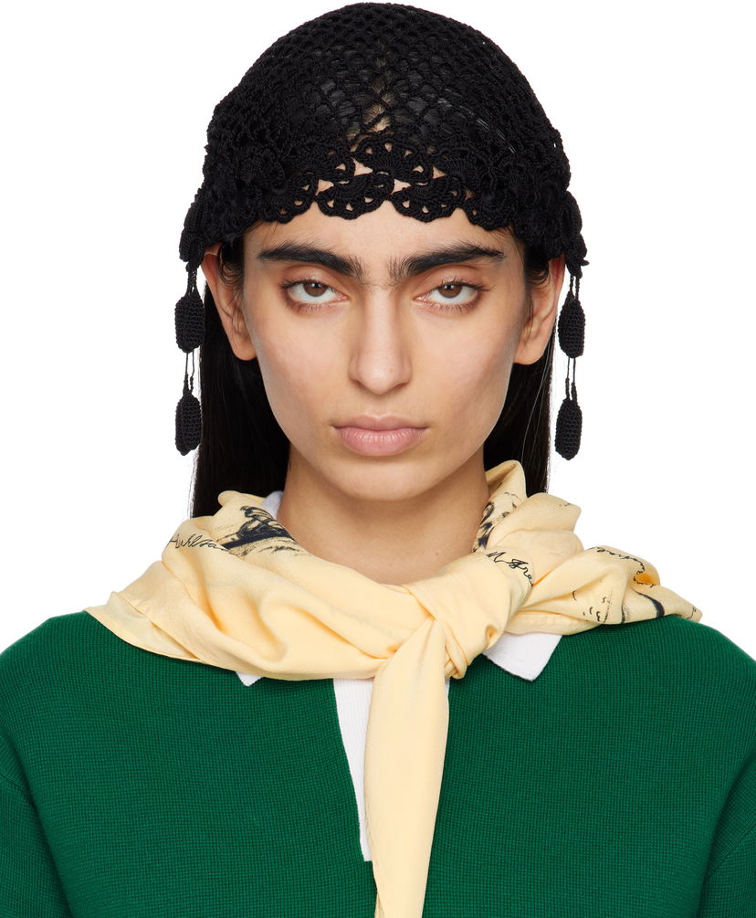 Klobuk Bode Bode Blossom Crochet Beanie with Tassels Črna | MRS25KA022