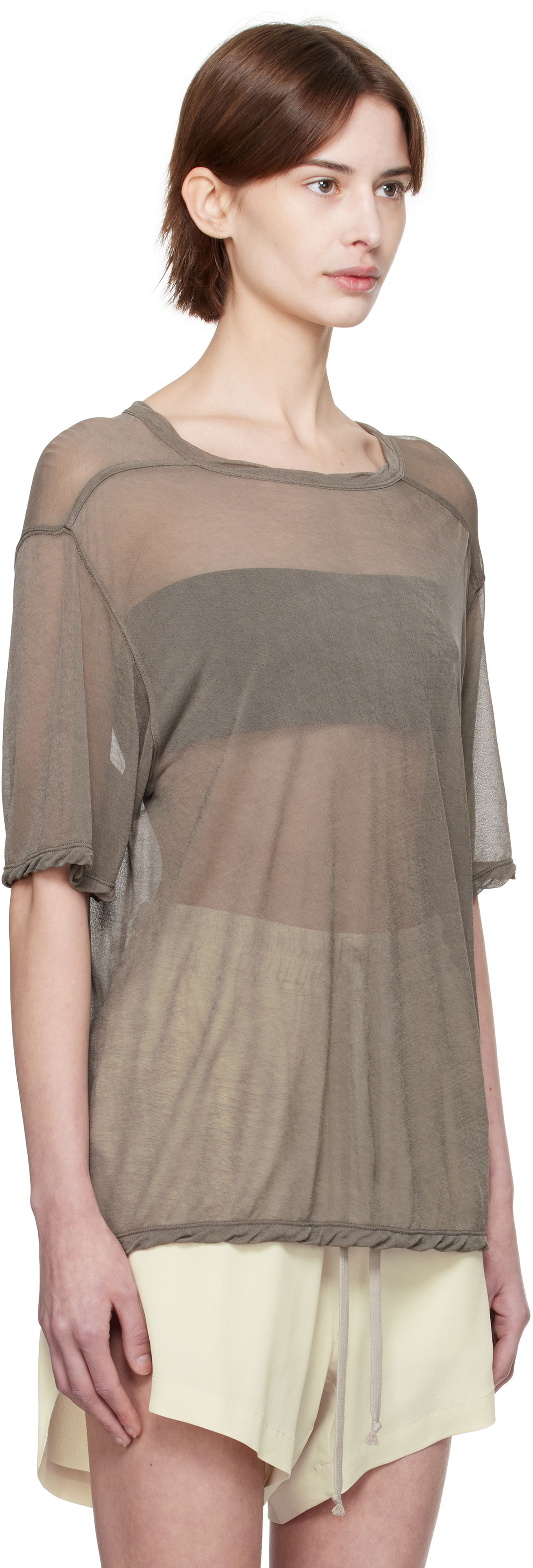Majica Rick Owens Rick Owens Hollywood Brad Sheer T-Shirt Siva | RP01E7200 JCR, 1