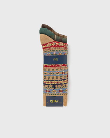 Nogavice Polo by Ralph Lauren 3 Pairs Custom Fit Patterned Crew Socks Večbarvna | 449P04702001, 0