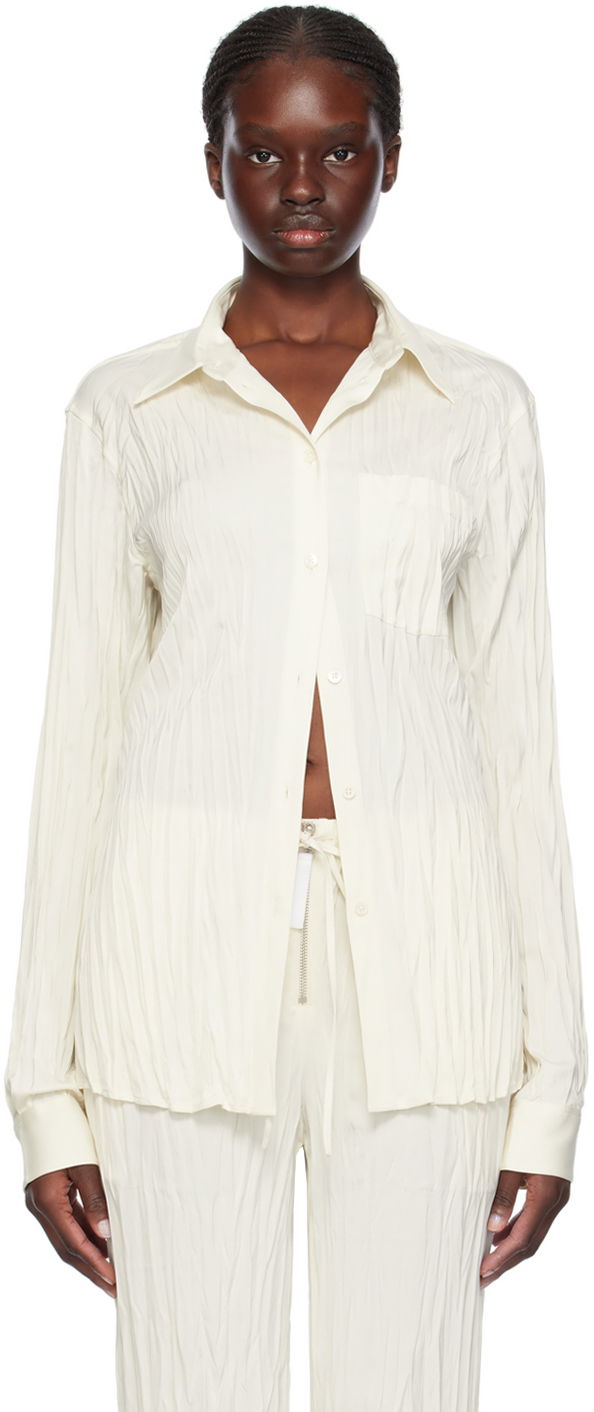 Srajce Helmut Lang Helmut Lang Crushed Button-Down Shirt Bela | O01HW520