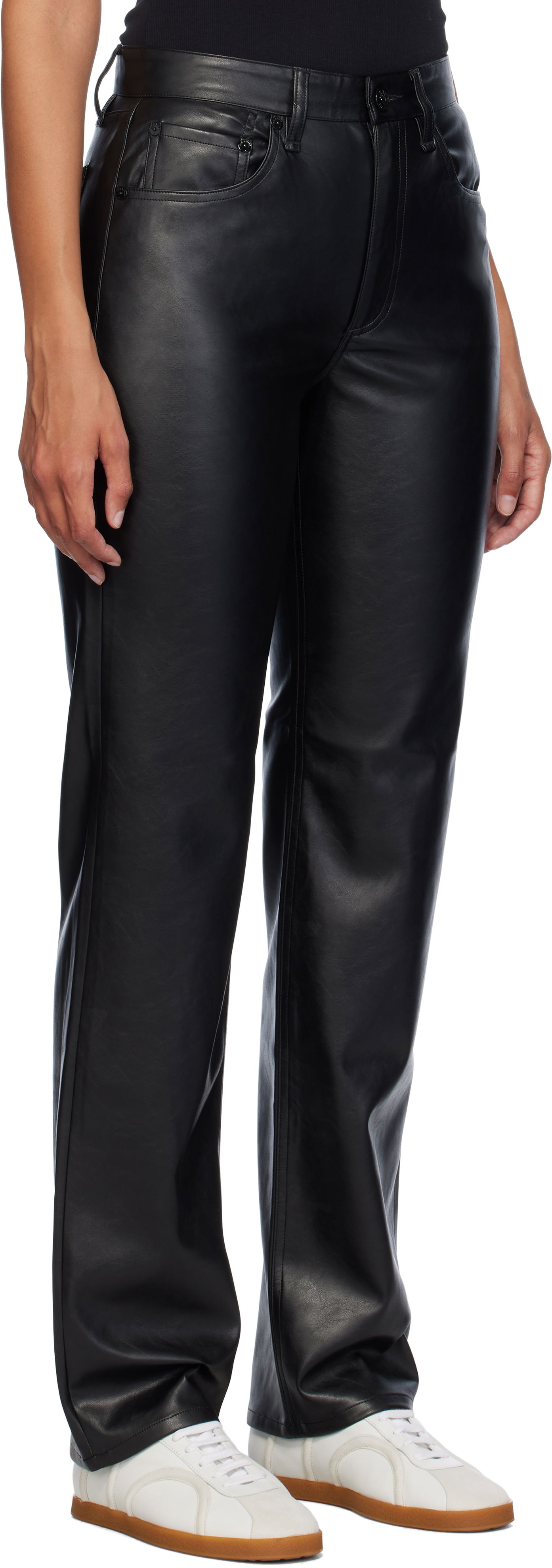 Hlače rag & bone Harlow Faux-Leather Pants Črna | WCW24F7006GR06, 1
