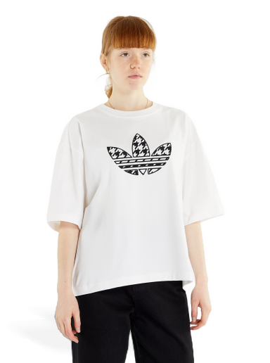 Majica adidas Originals Houndstooth Trefoil Infill Tee Bela | IC5144
