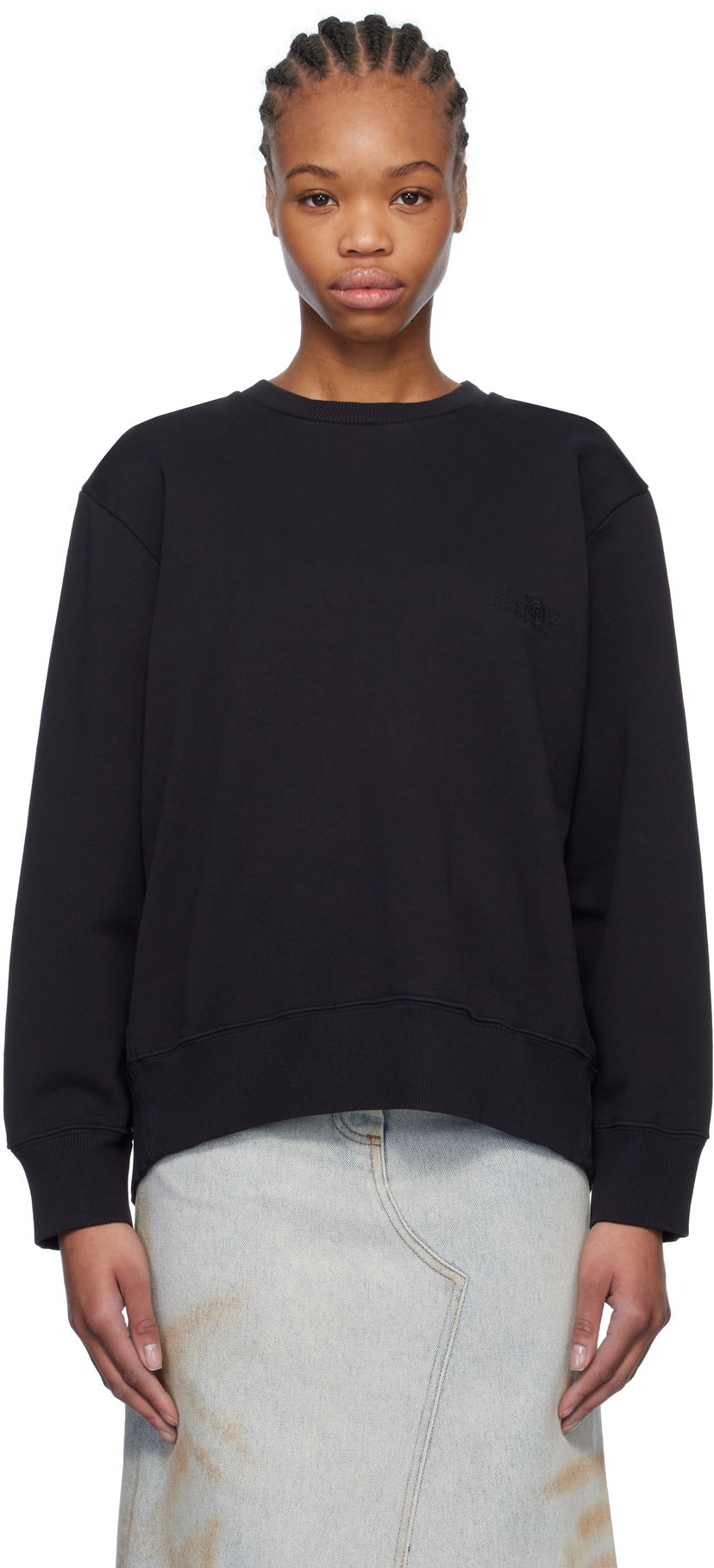 Pleteni pulover Maison Margiela MM6 Maison Margiela Spliced Logo Sweatshirt Črna | S52GU0240 M25012
