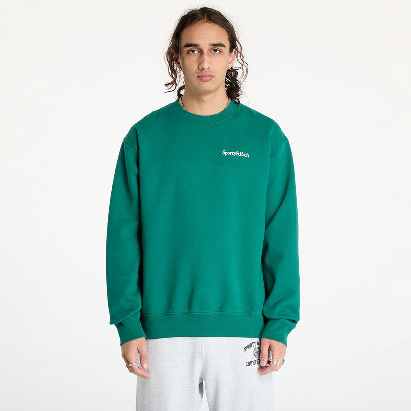 Pulover Sporty & Rich Health Is Wealth Crewneck UNISEX Alpine/ White XS Zelena | ST071516300GR03
