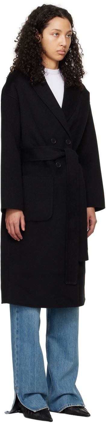 Plašči Anine Bing Dylan Double-Breasted Wool Coat Črna | A-01-4001-000, 4