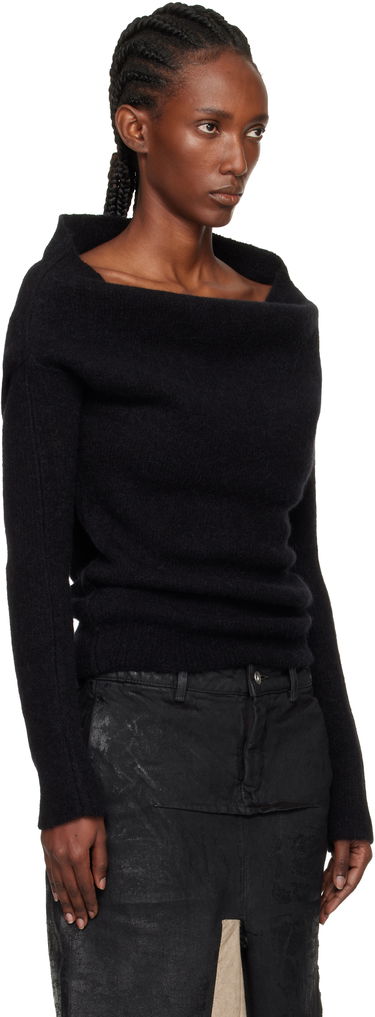Pleteni pulover Rick Owens Rick Owens Concordians Runway Draped Neck Long Sleeve Sweater Črna | RO02E4675 KWP, 1