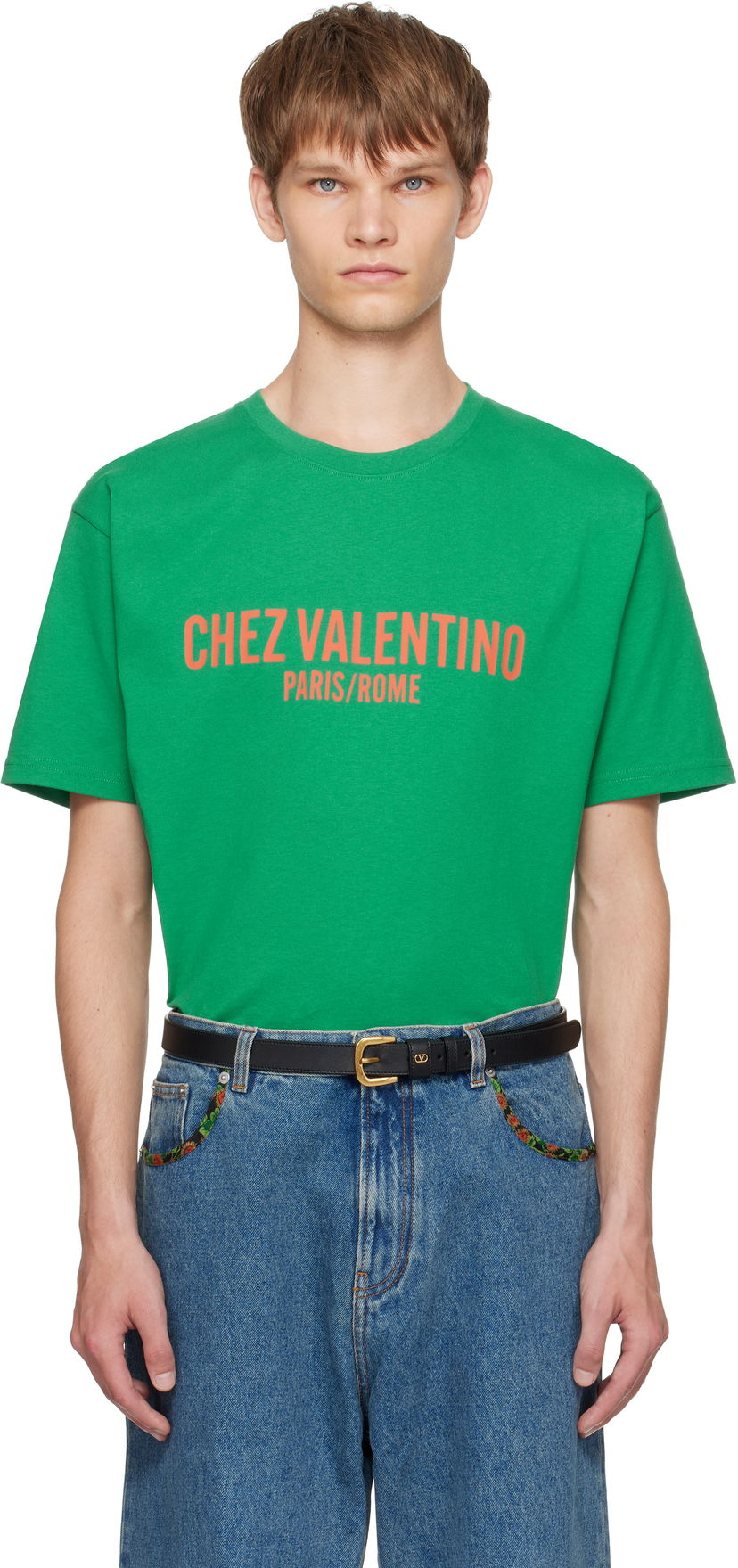 Majica Valentino Valentino 'Chez Valentino' Print T-Shirt Zelena | 7V3MG16PAPG