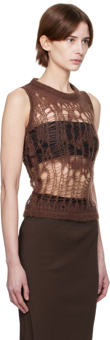 Pleteni pulover Rick Owens Rick Owens Hollywood Spider Knit Tank Top Rjava | RP01E7608 KNETMH, 1