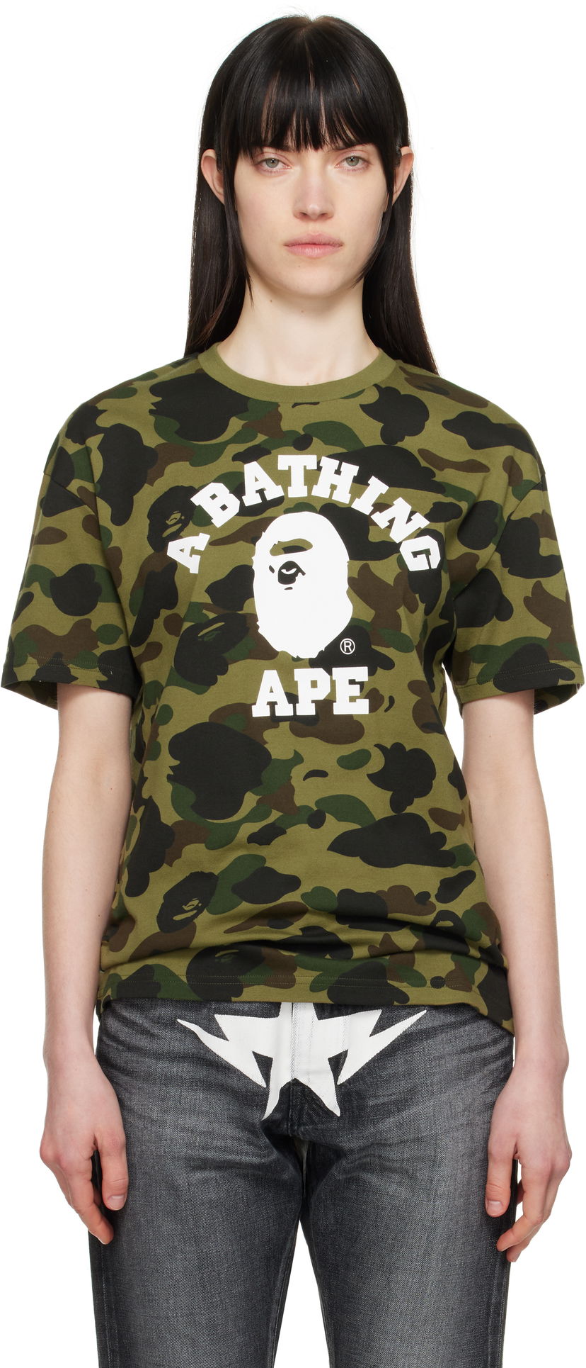 Majica BAPE A Bathing Ape 1st Camo College Oversized Tee Zelena | 001CSL302002L
